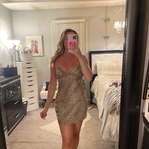 Princess Polly Dresses & Skirts - Princess Polly leopard satin mini dress